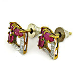 将图像加载到图库查看器中， Ruby Stud Earrings | gold plating Plated Silver Earrings for Women
