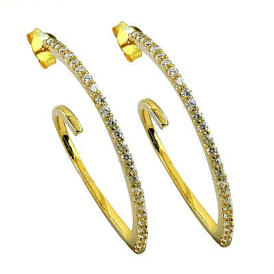 Gold plating hoop earrings with cubic zirconia | for women | gift