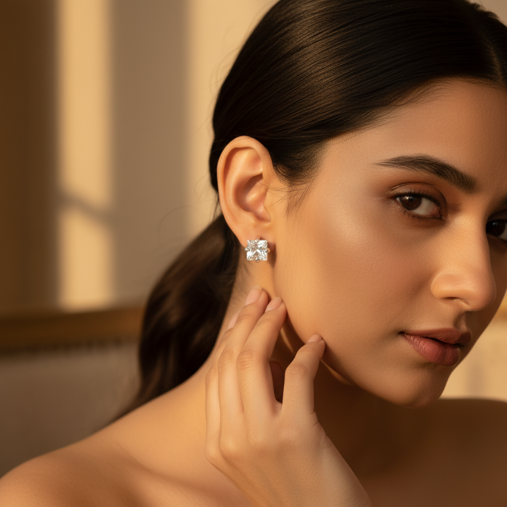 女士银色立方氧化锆脚趾戒指 | 时尚首饰