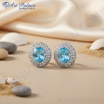Load image into Gallery viewer, Pendientes de plata con piedras preciosas azules para mujer | Uso diario
