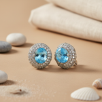 将图像加载到图库查看器中， Silver Blue Gemstone Stud Earrings for Women | Daily Wear
