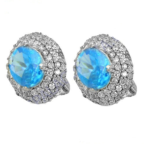 Silver Blue Gemstone Stud Earrings for Women | Daily Wear
