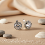 将图像加载到图库查看器中， 925 Silver Cubic Zirconia Halo Earrings for Women | Gift
