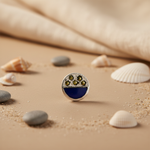 将图像加载到图库查看器中， Silver Stud Earrings with Blue Enamel &amp; Green Stone Accents

