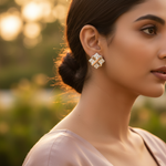 将图像加载到图库查看器中， 女士银色方形耳钉 | 方形切割耳环
