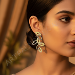 Load image into Gallery viewer, Silver Leaf Earrings with Yellow Gemstones | Women&#39;s Jewelry
