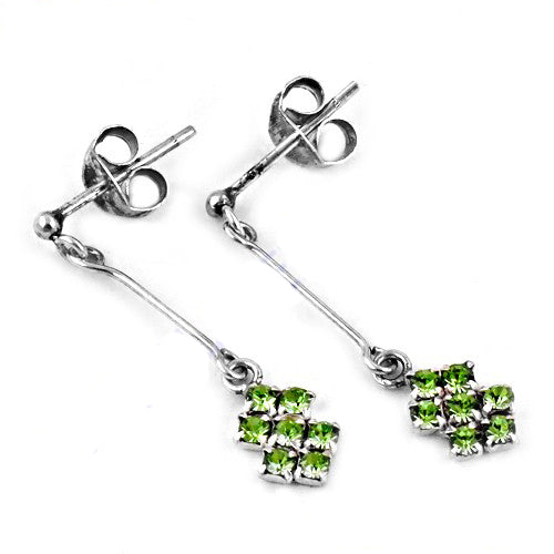 925 Silver Peridot Drop Earrings for Women | Green Gemstone Jewelry