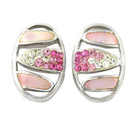 Load image into Gallery viewer, Silver Crystal &amp; Pink Stone Earrings for Women | Daily Wear
