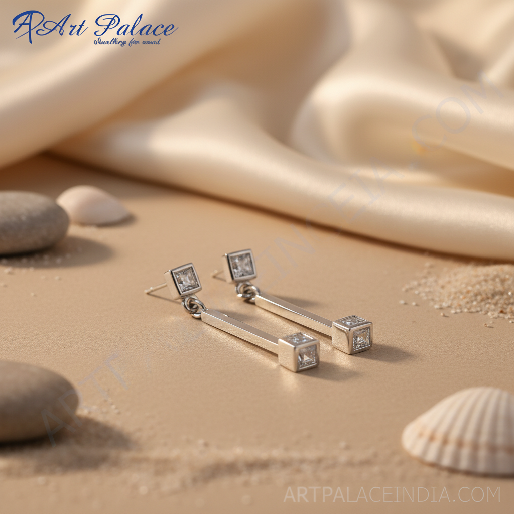 925纯银镶嵌立方氧化锆吊坠耳环（女士款）| 礼物