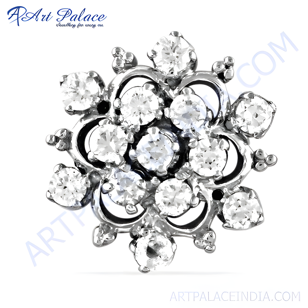 Silver stud earrings with a cluster of diamonds on a white background, perfect for a gift.