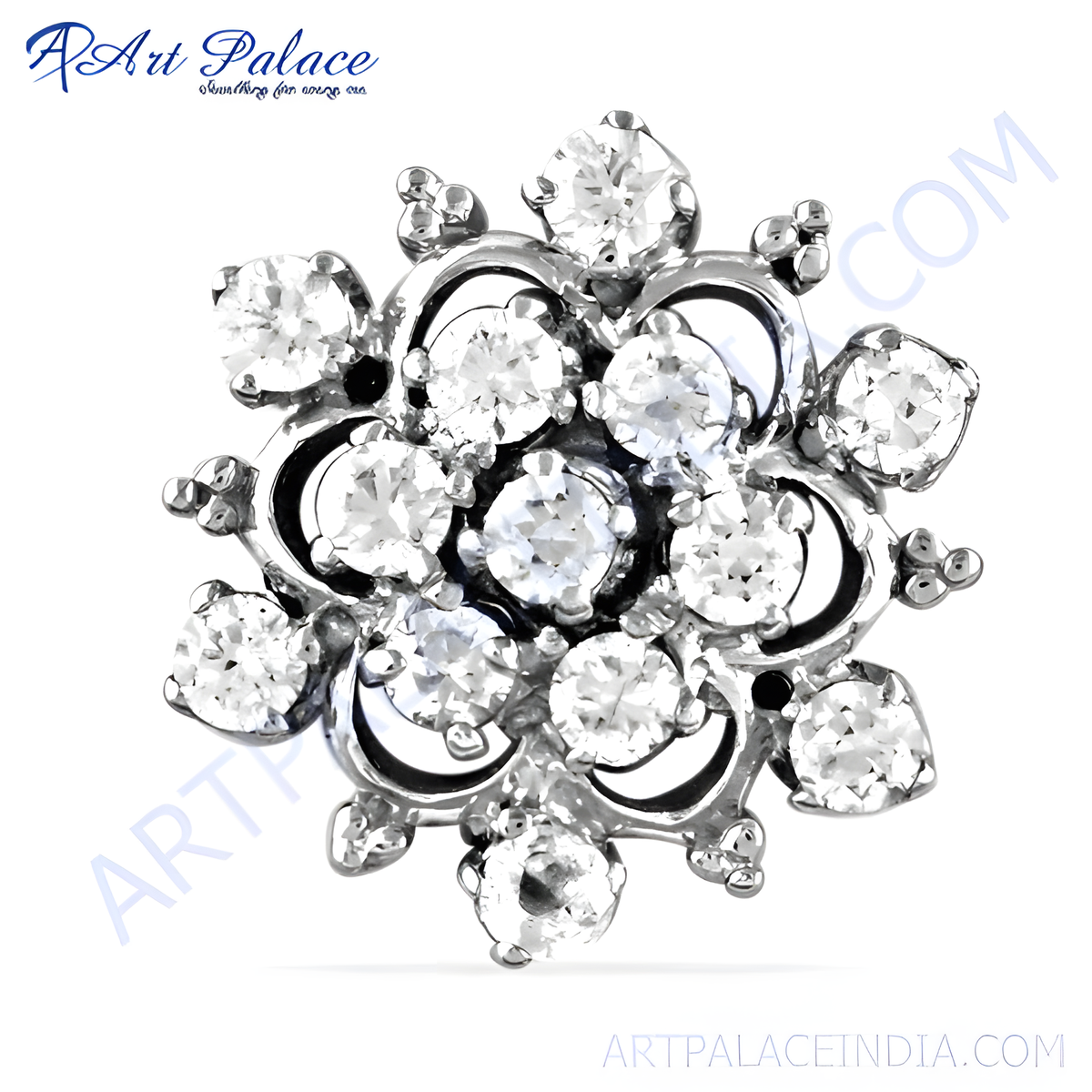 Silver stud earrings with a cluster of diamonds on a white background, perfect for a gift