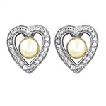 将图像加载到图库查看器中， Silver Heart Pearl Stud Earrings | Women's Jewelry Gift
