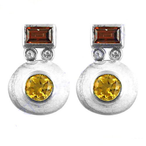 925 silver citrine & garnet earrings for women | gemstone jewelry