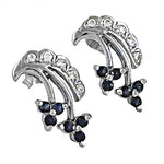 将图像加载到图库查看器中， Silver Sapphire Stud Earrings for Women | Floral Design Jewelry
