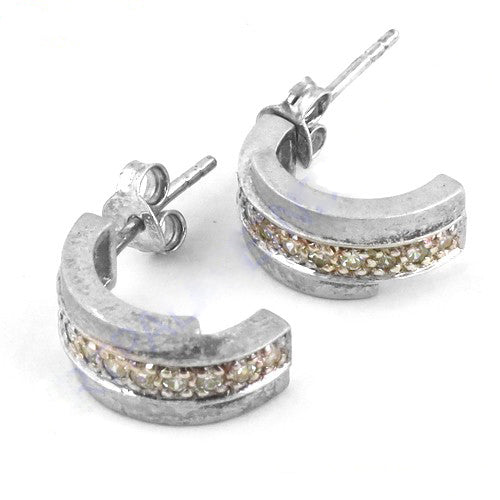 Silver cubic zirconia hoop earrings for women | fashion jewelry