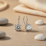 将图像加载到图库查看器中， 女士银色立方氧化锆杠杆式耳环 | 礼物
