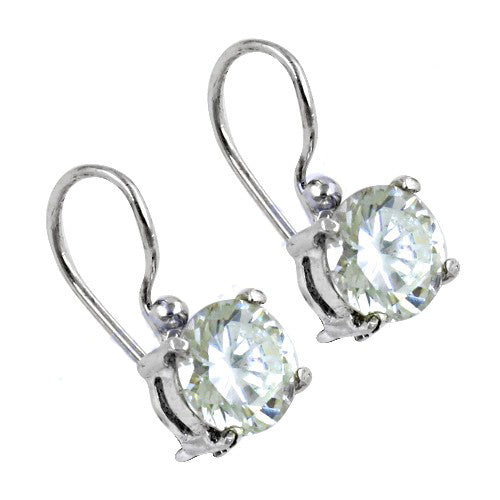 Silver cubic zirconia leverback earrings for women | gift