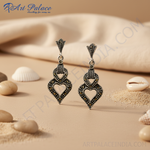 Load image into Gallery viewer, 925 Silver Marcasite Heart Drop Earrings for Women
