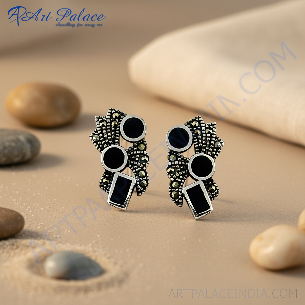 925 Silver Black Onyx Earrings | Women's Fashion Jewelry