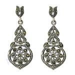 Load image into Gallery viewer, 925 Silver Marcasite Dangle Earrings | Vintage Style Jewelry
