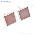 Load image into Gallery viewer, Sterling silver square stud earrings with a red gemstone center. Women&#39;s jewelry for everyday wear.

