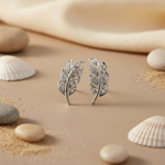 将图像加载到图库查看器中， 925 Silver Leaf Stud Earrings | Diamond-Accented Jewelry for Women
