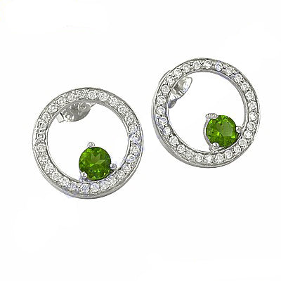925 Silver Peridot Stud Earrings for Women | Green Gemstone Jewelry