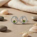 Load image into Gallery viewer, 925 Silver Peridot Stud Earrings for Women | Green Gemstone Jewelry
