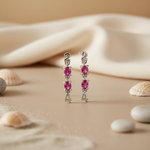 将图像加载到图库查看器中， Silver 24 Earrings with Pink Gemstones | Women's Jewelry Gift
