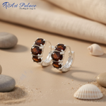 Load image into Gallery viewer, 925 Silver Garnet Hoop Earrings for Women | Gemstone Jewelry
