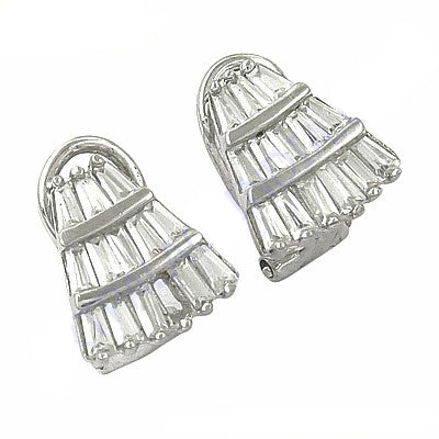 Silver baguette cut stud earrings for women | daily wear jewelry