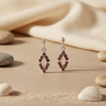 将图像加载到图库查看器中， Silver Rhombus Drop Earrings with Pink Gemstones | Women's Jewelry
