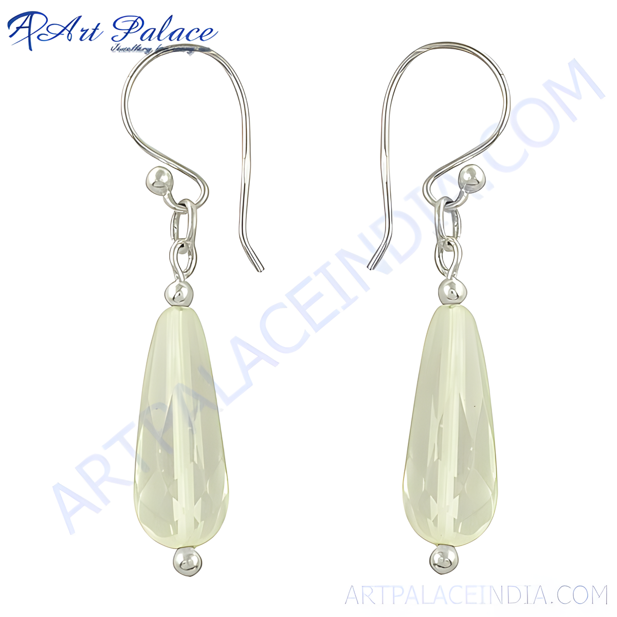 925 sterling silver dangle earrings with a teardrop shaped clear gemstone for women