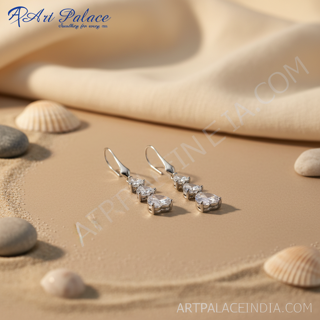 925纯银镶嵌立方氧化锆吊坠耳环（女士款）| 礼物