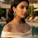 Load image into Gallery viewer, Silver Dangle Earrings with Green Stone | Women's Fashion Jewelry
