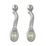 将图像加载到图库查看器中， Silver Dangle Earrings with Green Stone for Women | Daily Wear
