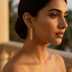 将图像加载到图库查看器中， gold plating Rectangle Hoop Earrings | Crystal-Accented Women's Jewelry
