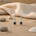 Load image into Gallery viewer, 925 Silver Black Heart Drop Earrings for Women | Gift
