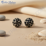 将图像加载到图库查看器中， 925纯银镶嵌黑色蓝宝石耳钉，女士款 | 礼物
