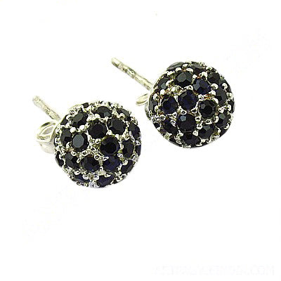 925 Silver Black Sapphire Stud Earrings for Women | Gift