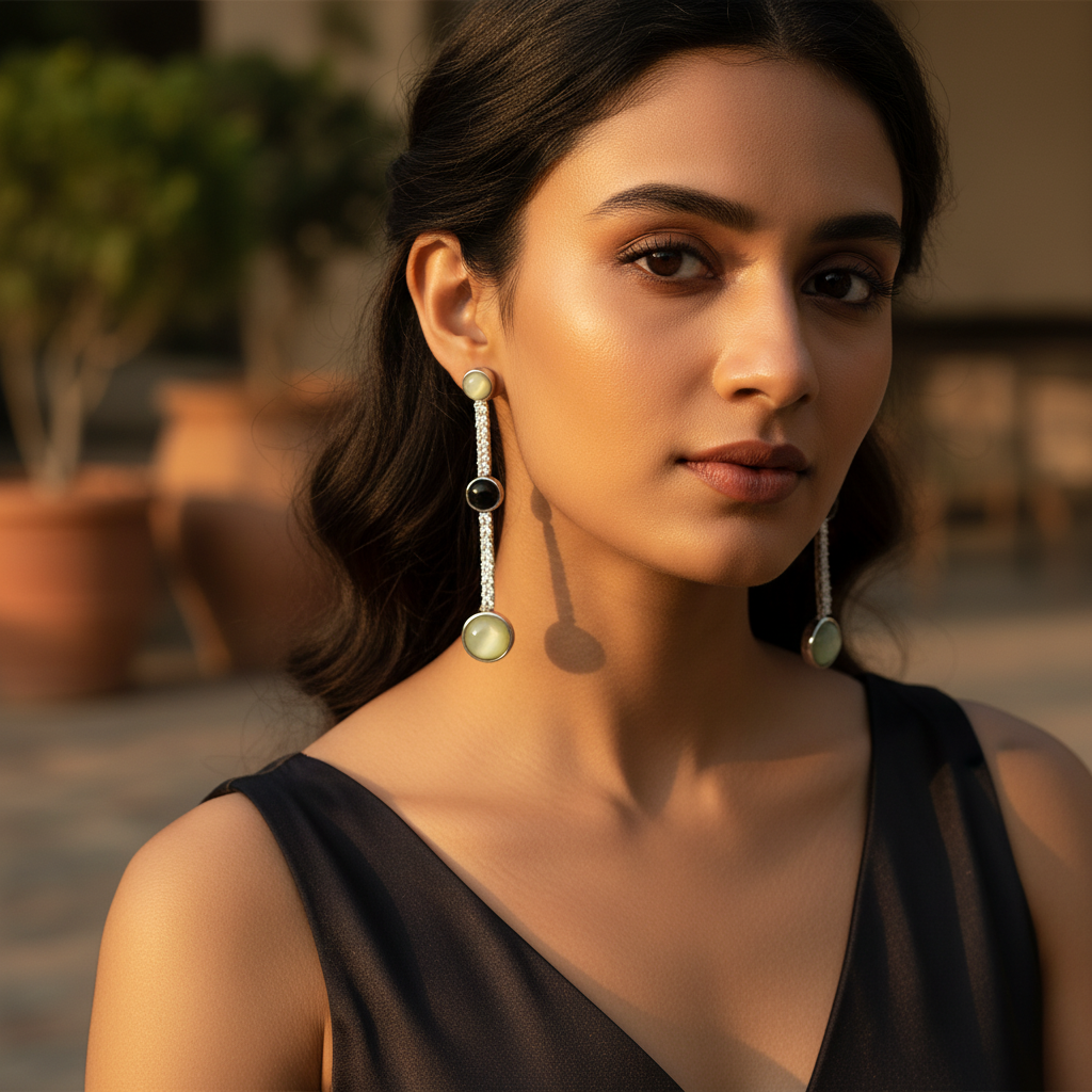 Pendientes colgantes de plata 925 con piedras preciosas en forma de pera para mujer