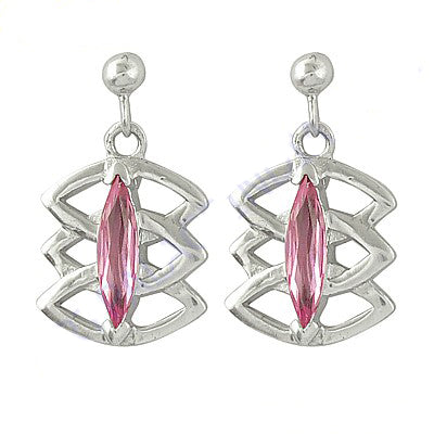 925 Silver Pink Gemstone Drop Earrings for Women | Gift