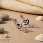 将图像加载到图库查看器中， 925 Silver Sapphire Flower Stud Earrings for Women | Gift
