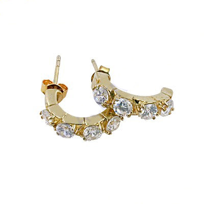 Gold plating hoop cubic zirconia earrings for women | dainty jewelry
