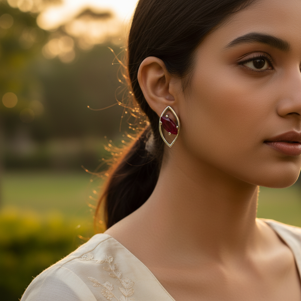 Pendientes de plata con rubí para mujer | Joyas con piedras preciosas