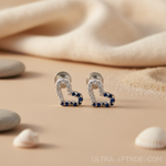 将图像加载到图库查看器中， 925 Silver Heart Stud Earrings with Blue Gemstones | Women's Jewelry
