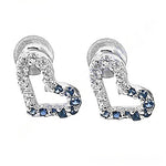 将图像加载到图库查看器中， 925 Silver Heart Stud Earrings with Blue Gemstones | Women's Jewelry
