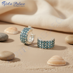 将图像加载到图库查看器中， 925纯银蓝色宝石耳环，女士款 | 日常佩戴
