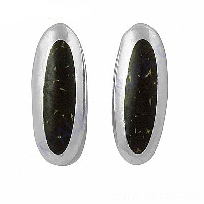 Silver oval earrings with stone inlay | women's jewelry gift