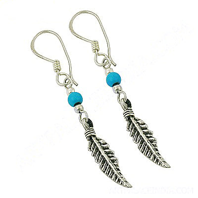 925 Silver Turquoise Feather Earrings for Women | Dangle Earrings